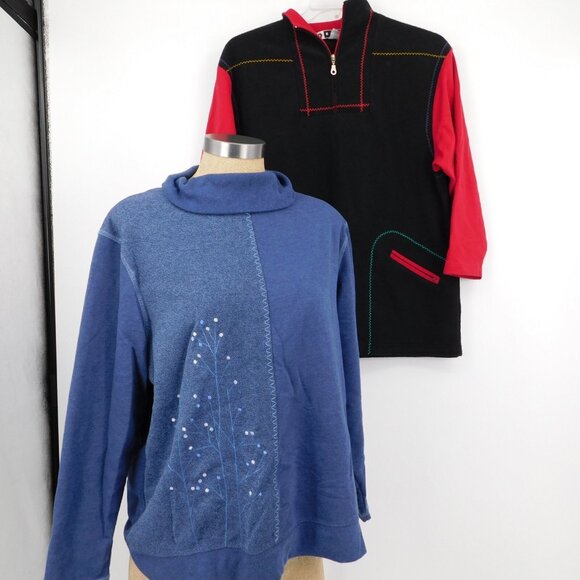 Blast Tops - Lot Of 2 Vintage Blast Women Pullover Long Sleeve Jacket Shirt Top Size L